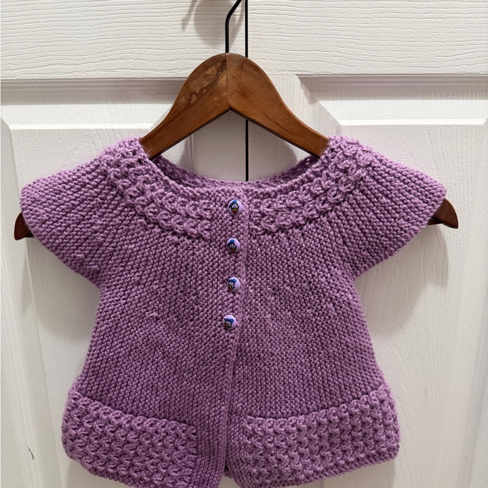 Purple Knit Baby Cardigan